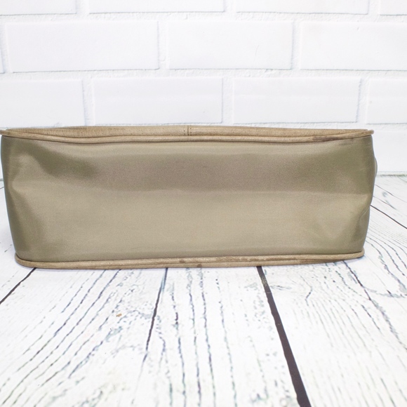 Green Leather Nylon Shoulder Dragonfly Embroidered Handbag Purse - Picture 7 of 8